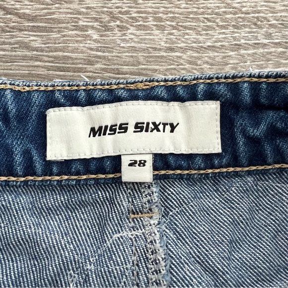 High Waisted Miss Sixty Destroyed Jeans with Angel Wings Pattern - Picture 9 of 12